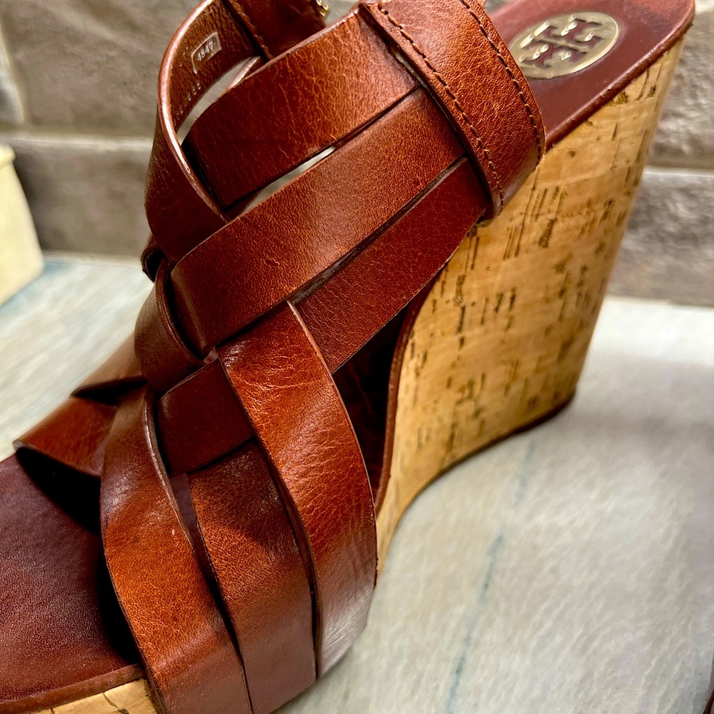 Tory Burch Ace Leather and Cork Wedges. Excellent condition